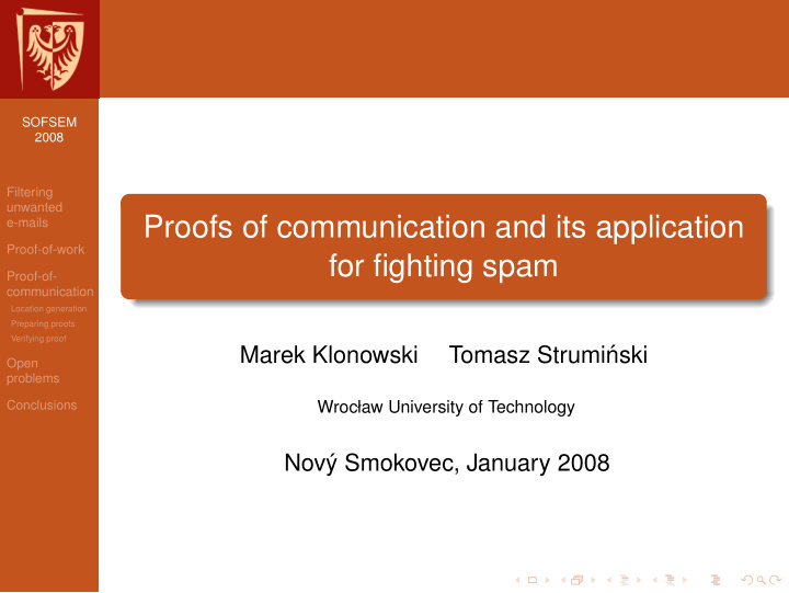 proofs of communication and its application