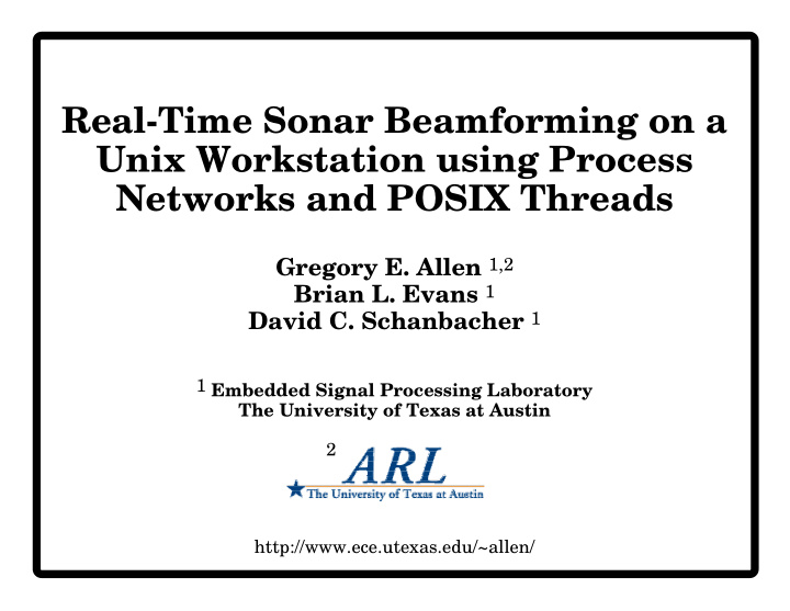 real time sonar beamforming on a unix workstation using