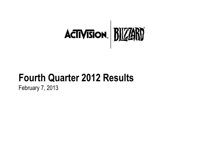 fourth quarter 2012 results