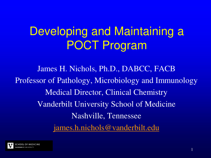 developing and maintaining a poct program