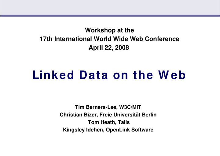 linked data on the w eb