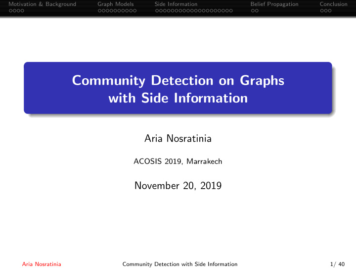 community detection on graphs with side information