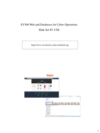 SY306 Web and Databases for Cyber Operations  Slide Set #3: CSS