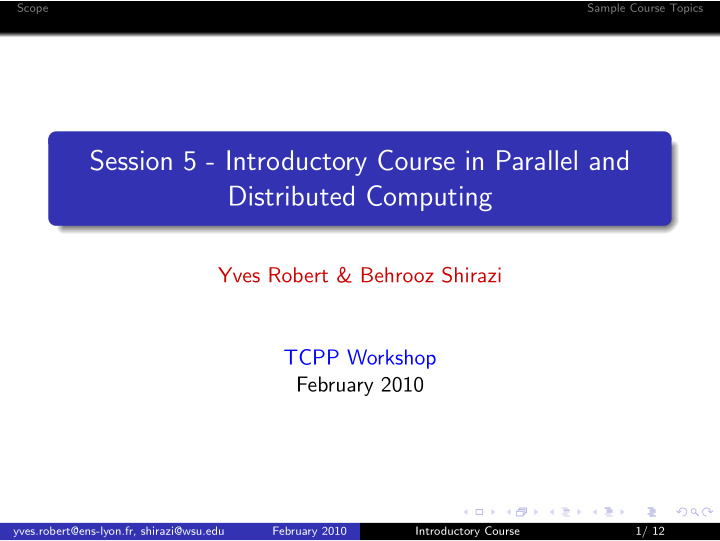 session 5 introductory course in parallel and distributed
