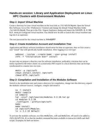 Hands-on session: Library and Application Deployment on Linux  HPC Clusters with Environment