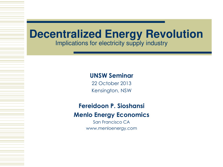 decentralized energy revolution