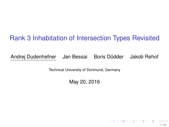 rank 3 inhabitation of intersection types revisited