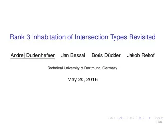 Rank 3 Inhabitation of Intersection Types Revisited  Andrej Dudenhefner  Jan Bessai  Boris D