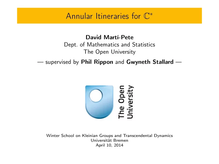 this work is motivated by the paper annular itineraries
