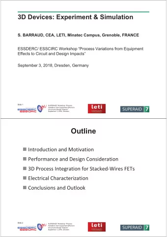 Outline  Introduction and Motivation  Performance and Design Consideration  3D Process