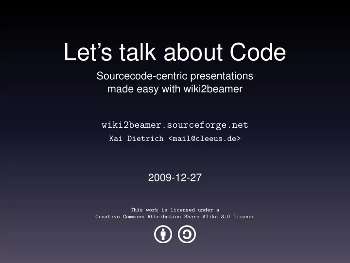 let s talk about code