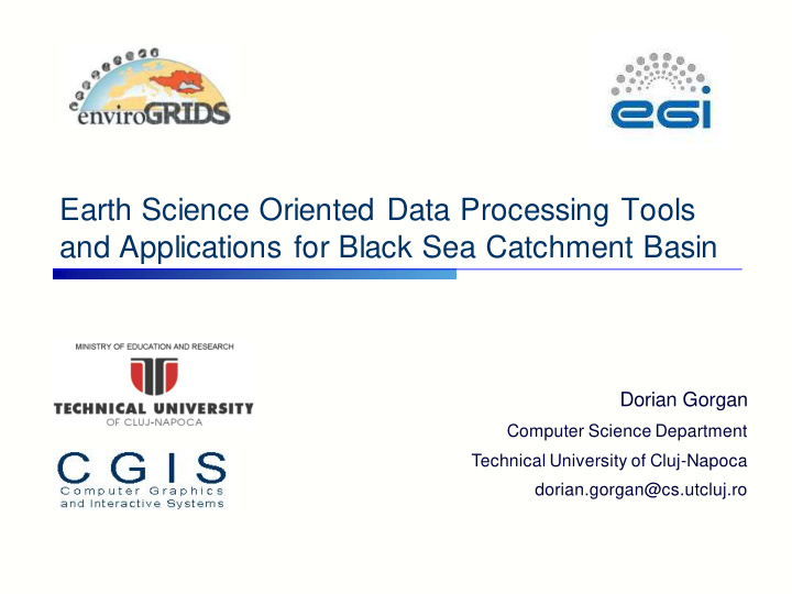 earth science oriented data processing tools and