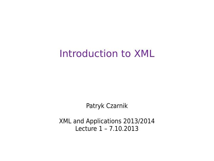 introduction to xml