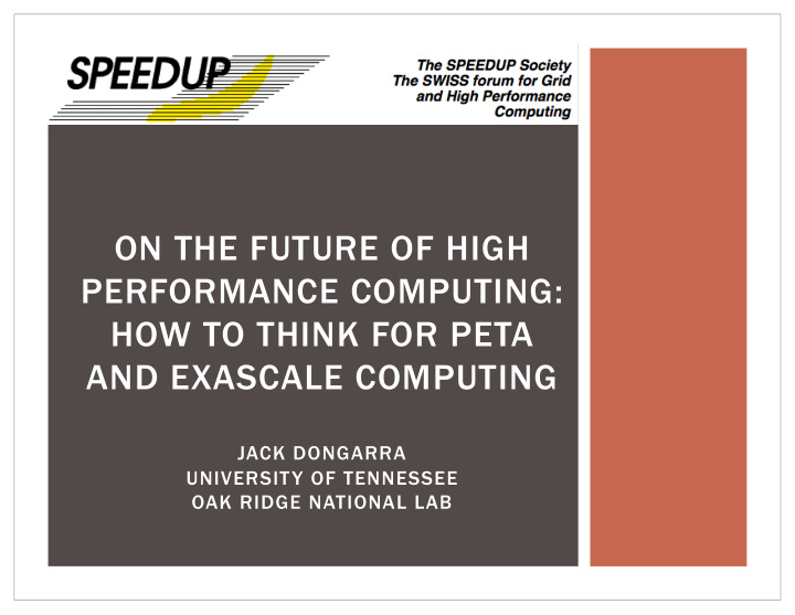 on the future of high performance computing how to think