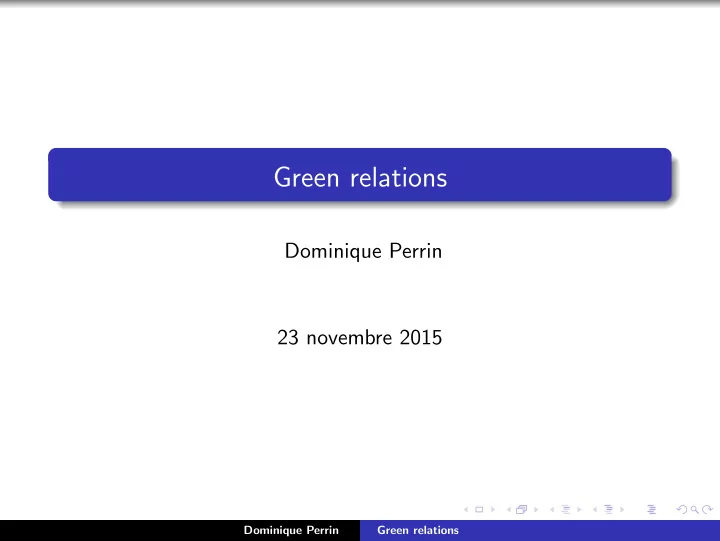 green relations