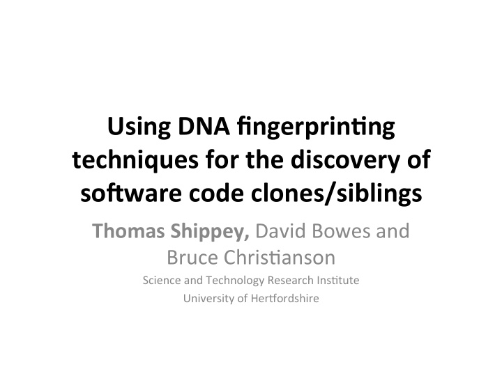 using dna fingerprin ng techniques for the discovery of