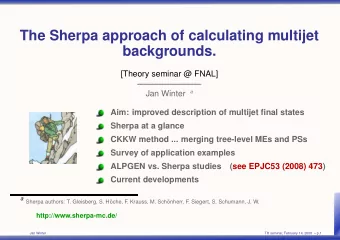 The Sherpa approach of calculating multijet  backgrounds.  [Theory seminar @ FNAL]  -  -  -  -  -