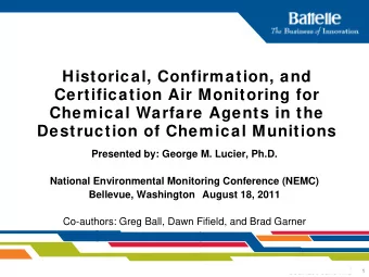 Historical, Confirmation, and  Certification Air Monitoring for  Chemical Warfare Agents in the