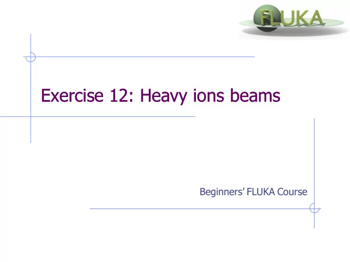 exercise 12 heavy ions beams exercise 12 heavy ions beams