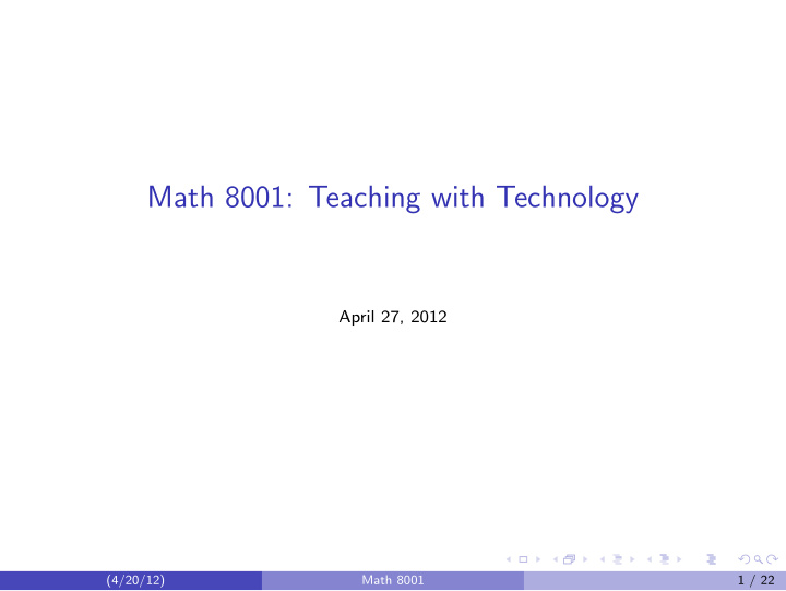 math 8001 teaching with technology