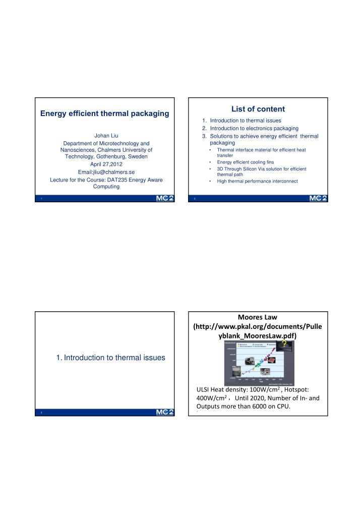 list of content energy efficient thermal packaging