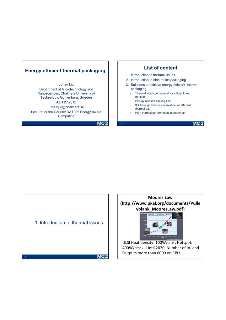 list of content energy efficient thermal packaging