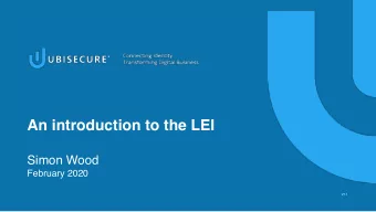 An introduction to the LEI  Simon Wood   February 2020  V1.1  What is an LEI? e.g.