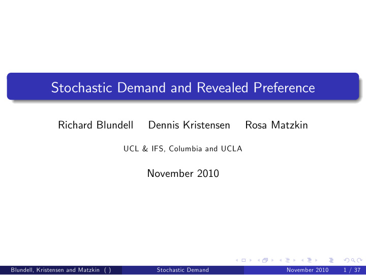 stochastic demand and revealed preference