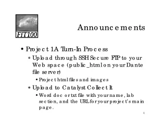 Anno unc e me nts  FIT100  FIT100  FIT100   Pro je c t 1A T  urn-I  n Pro c e ss  Uplo a d