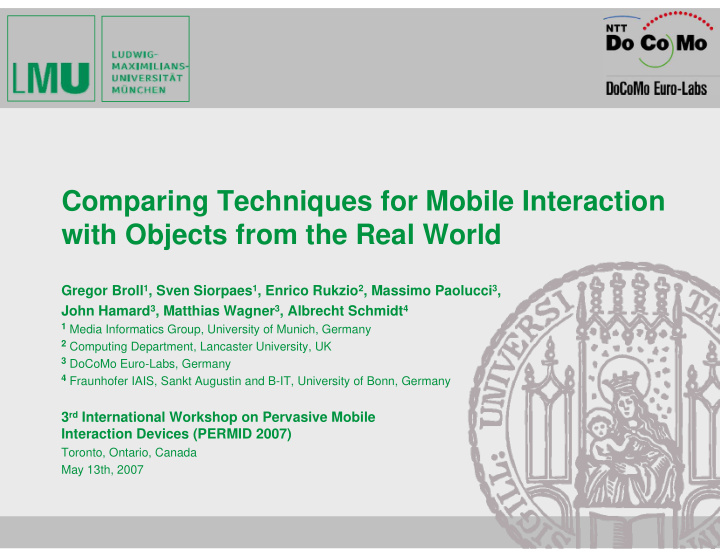 comparing techniques for mobile interaction with objects