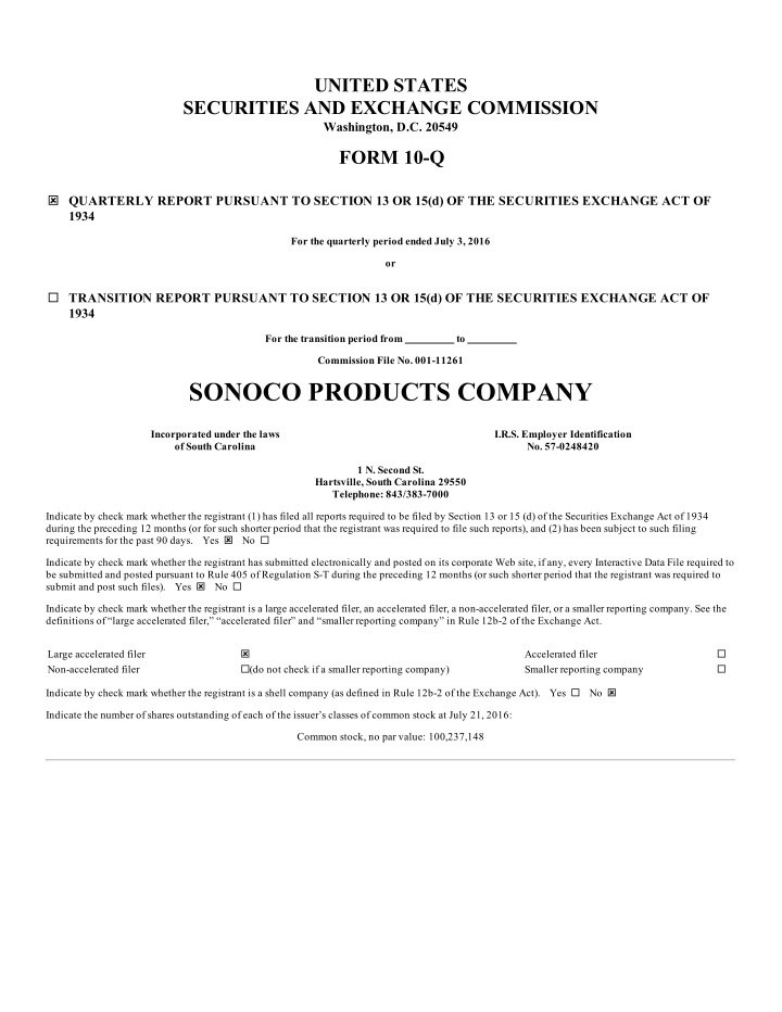 sonoco products company