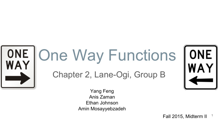 one way functions