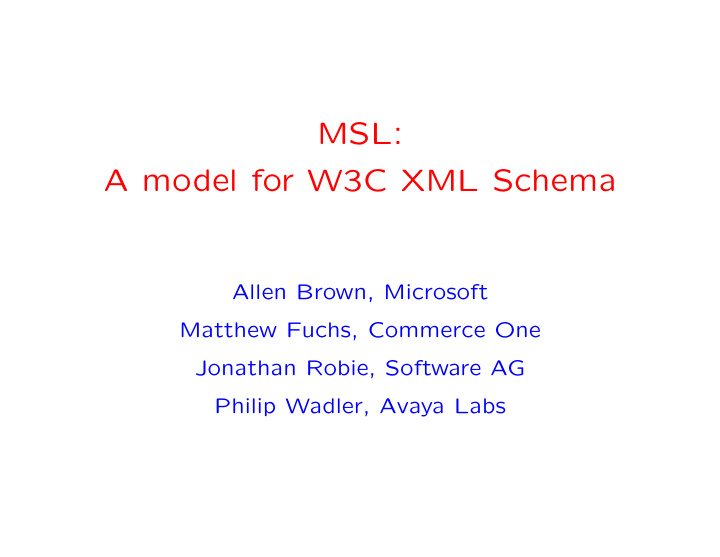 msl a model for w3c xml schema