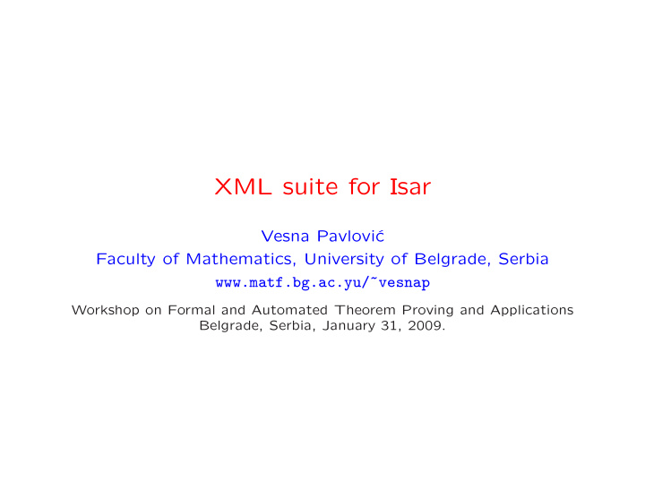 xml suite for isar