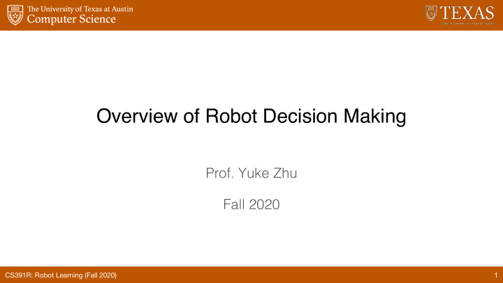 overview of robot decision making