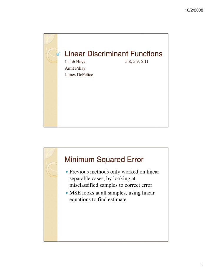 linear discriminant functions linear discriminant
