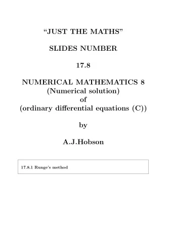 JUST THE MATHS  SLIDES NUMBER  17.8  NUMERICAL MATHEMATICS 8  (Numerical solution)  of