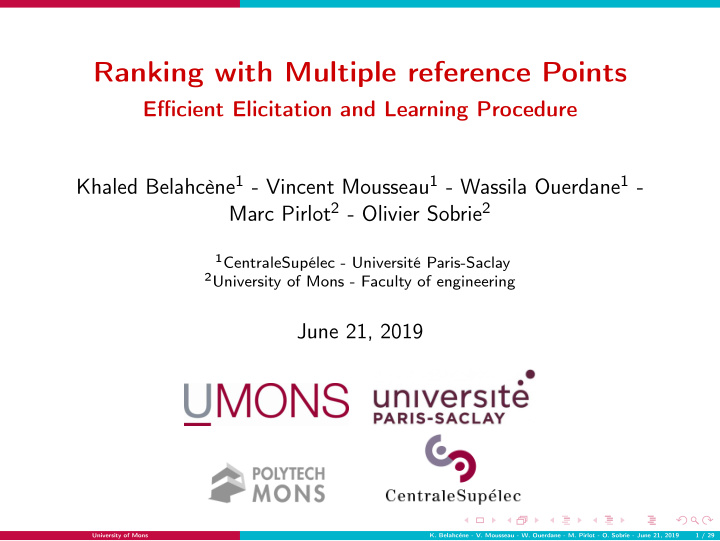 ranking with multiple reference points