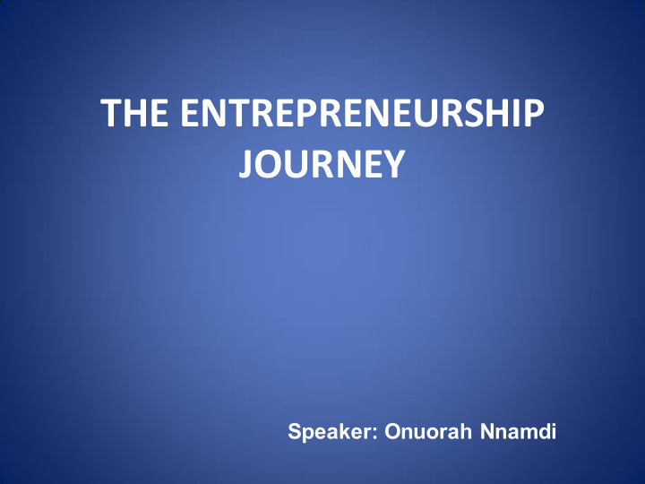 the entrepreneurship journey