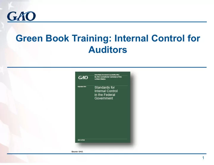 green book training internal control for auditors