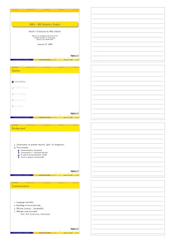 8803 - MS Robotics Studio  Henrik I Christensen &amp; Mike Stilman  Robotics &amp; Intelligent