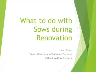 What to do with  Sows during  Renovation  John Otten  South West Ontario Veterinary Services