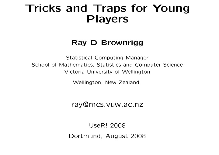 tricks and traps for young players