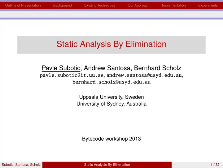 static analysis by elimination