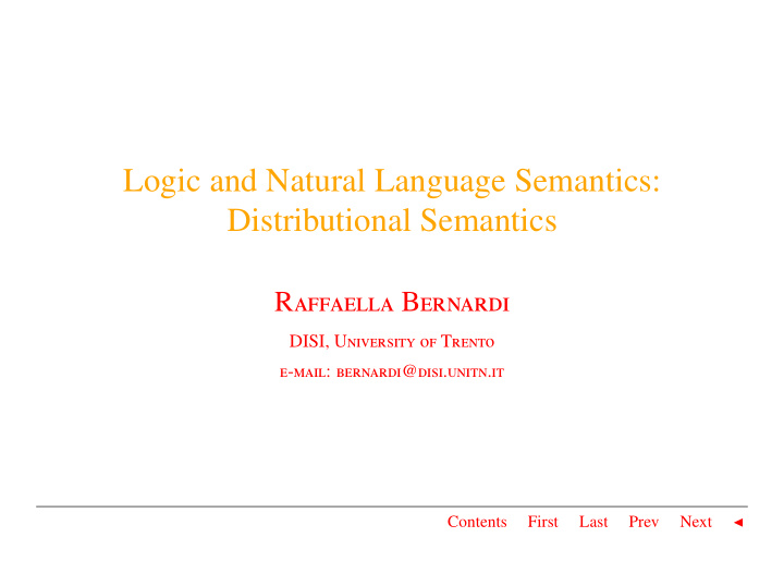 logic and natural language semantics distributional