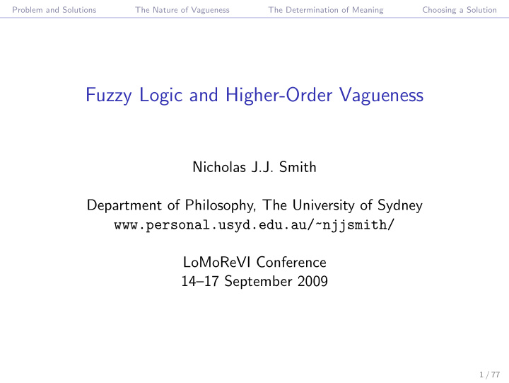 fuzzy logic and higher order vagueness