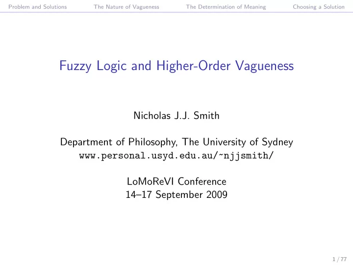 fuzzy logic and higher order vagueness