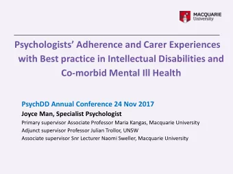 Psychologists Adherence and Carer Experiences  with Best practice in Intellectual Disabilities