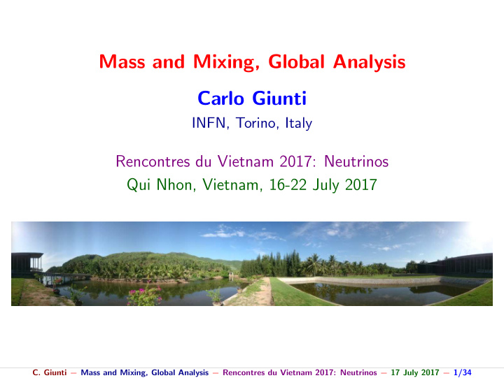 mass and mixing global analysis carlo giunti