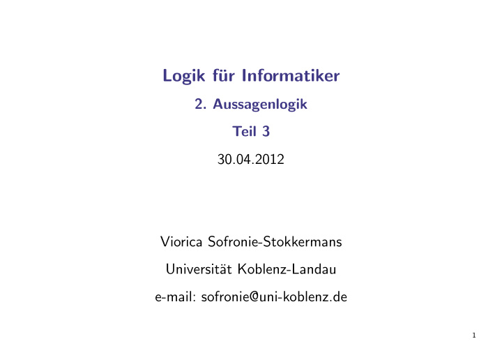 logik f ur informatiker